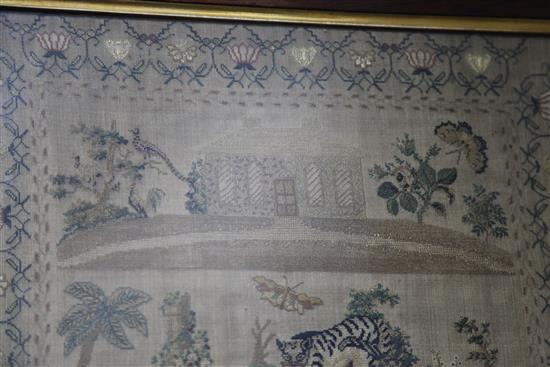 An early Victorian needlework sampler, 13 x 16in.